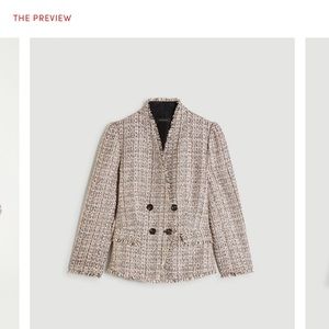 Fringe Tweed Double Breasted Ann Taylor Jacket